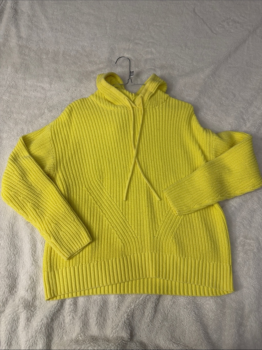 Style & Co. Bright Yellow Knit Cowl Hoodie Sweater